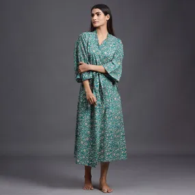 Floral Mosaic On Sea Green Robe