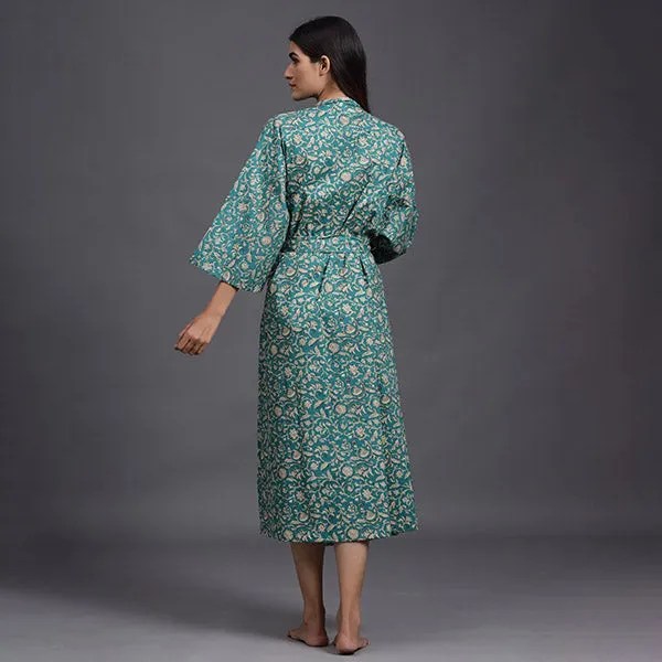 Floral Mosaic On Sea Green Robe