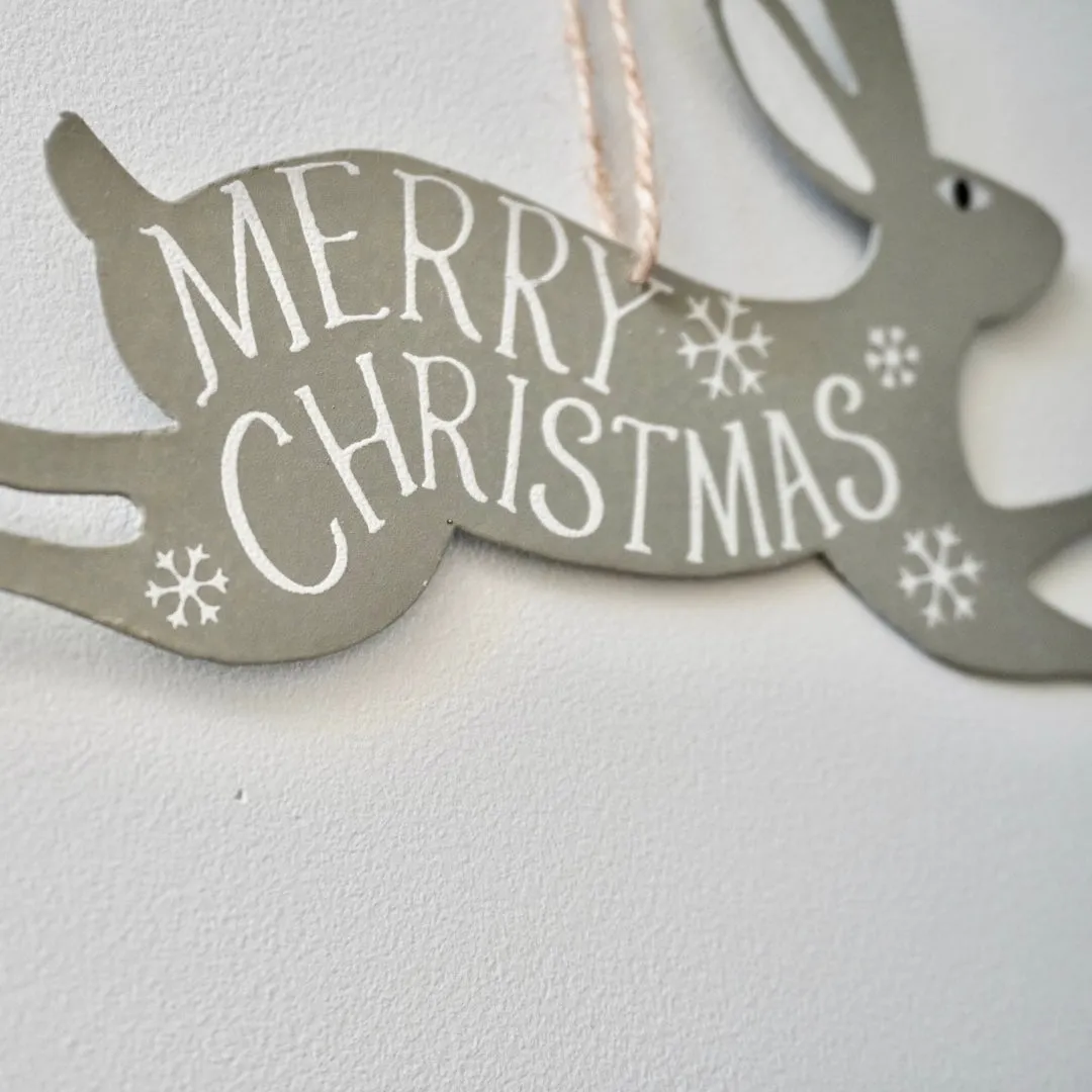 Grey Hare Christmas Sign