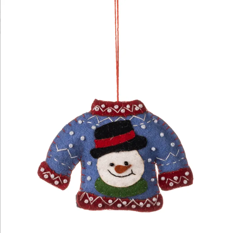 Hand-Stitched Felt Snowman Jumper