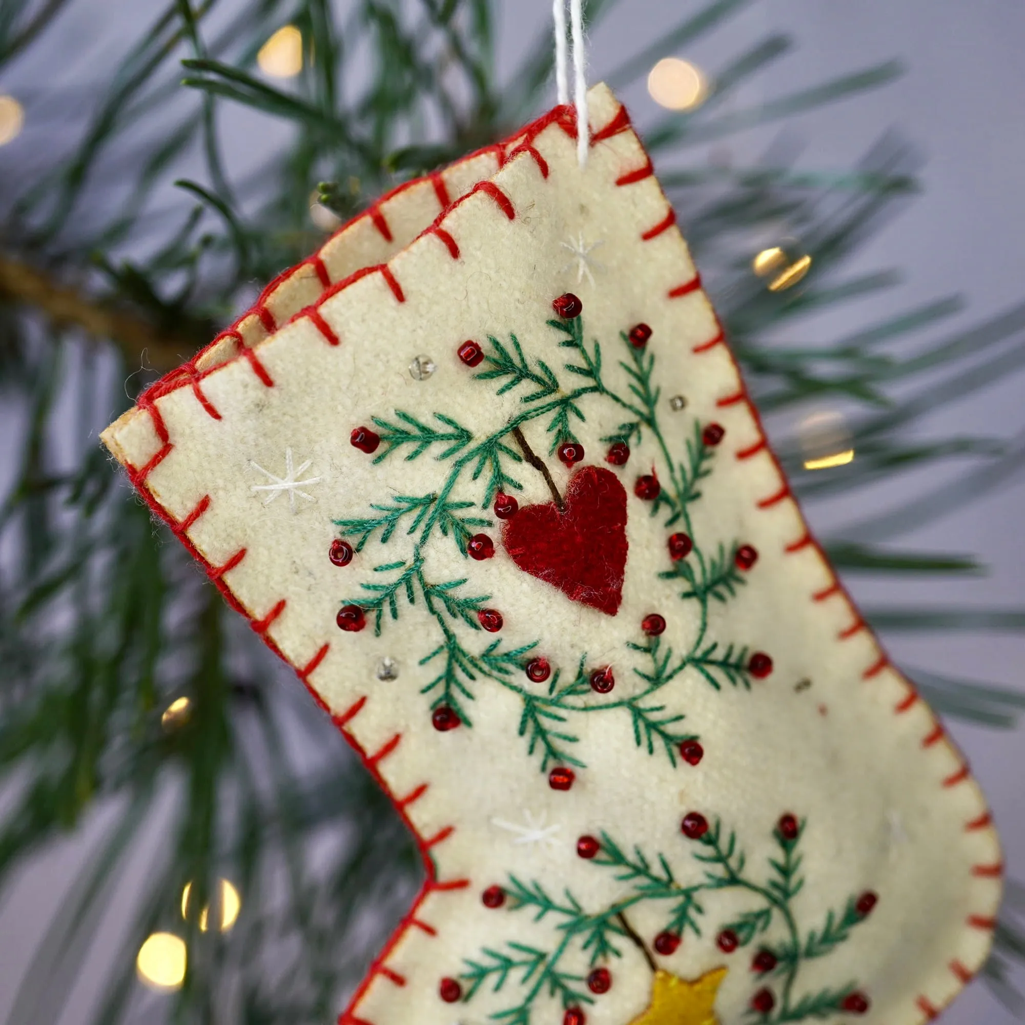 Hand-stitched White Stocking