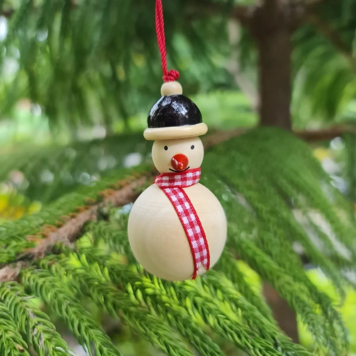 Handmade All Natural Wooden Snowman Christmas Ornaments(Set of 2)