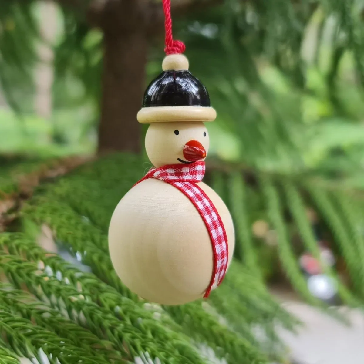 Handmade All Natural Wooden Snowman Christmas Ornaments(Set of 2)