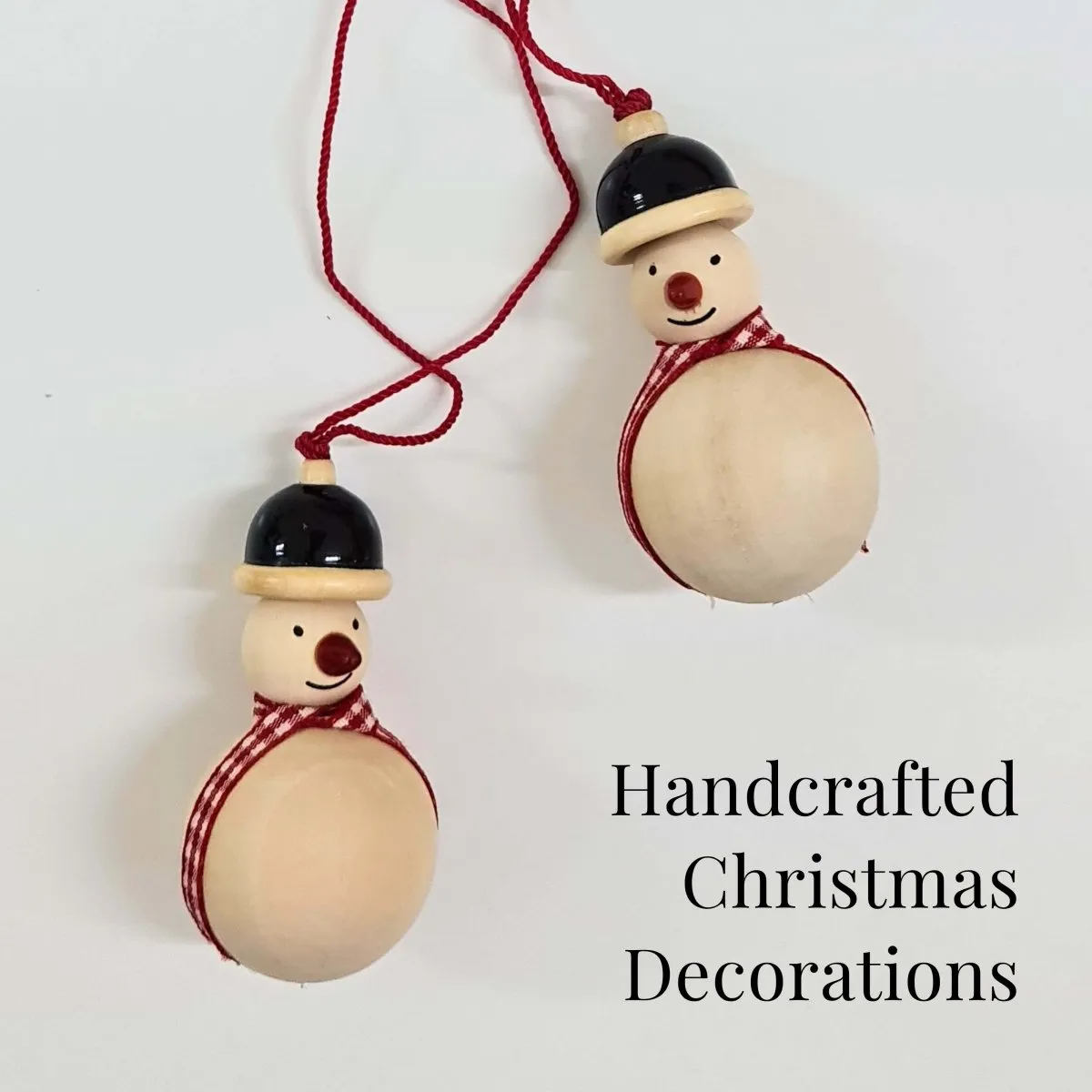 Handmade All Natural Wooden Snowman Christmas Ornaments(Set of 2)