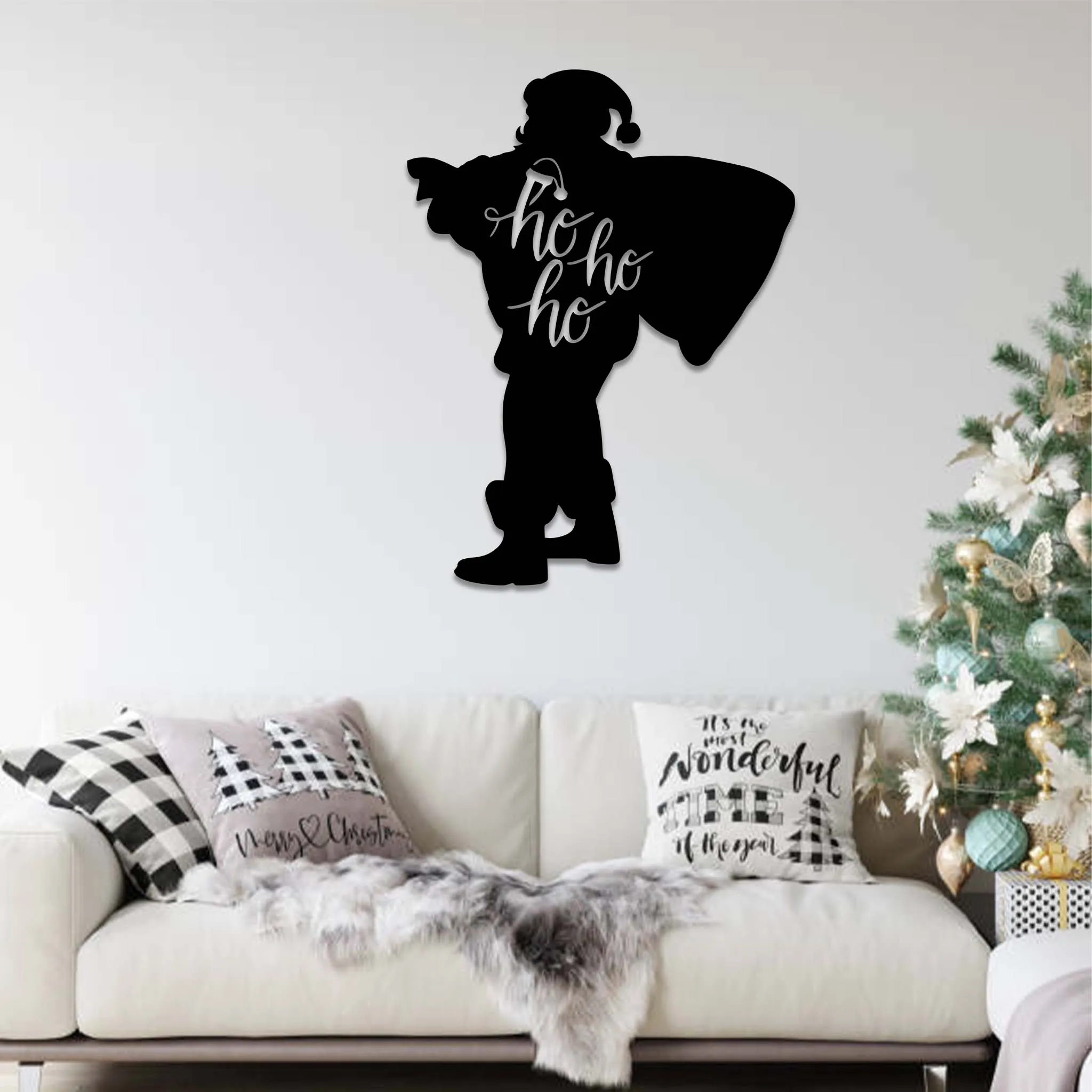 Ho Ho Ho Santa Claus - Metal Wall Art