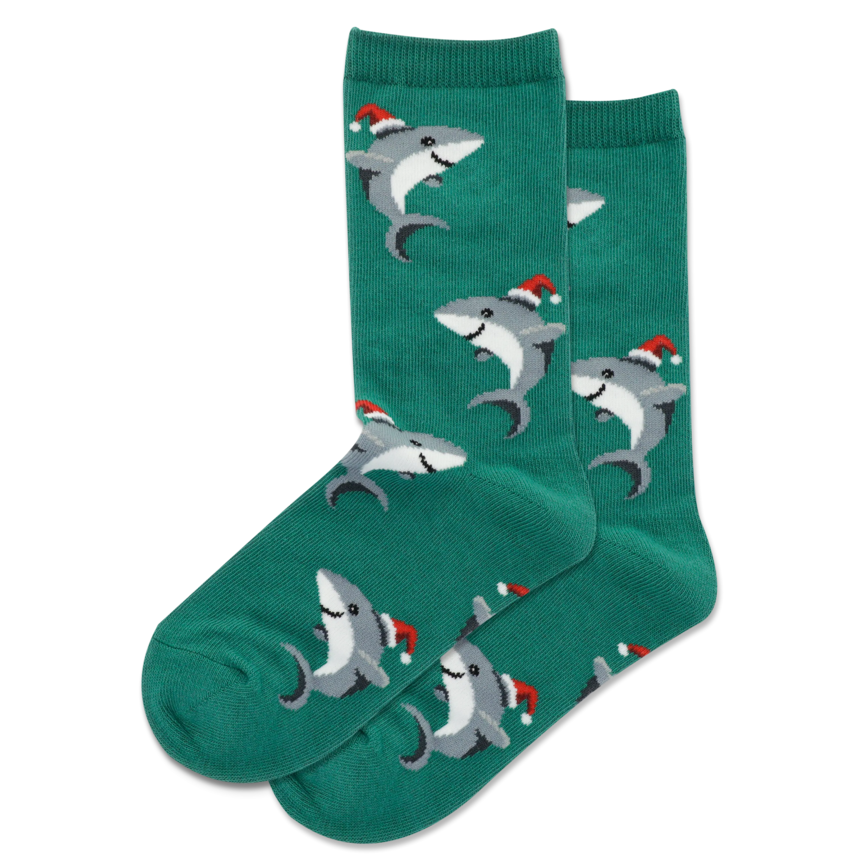 HOTSOX Kid's Shark with Santa Hat Crew Socks