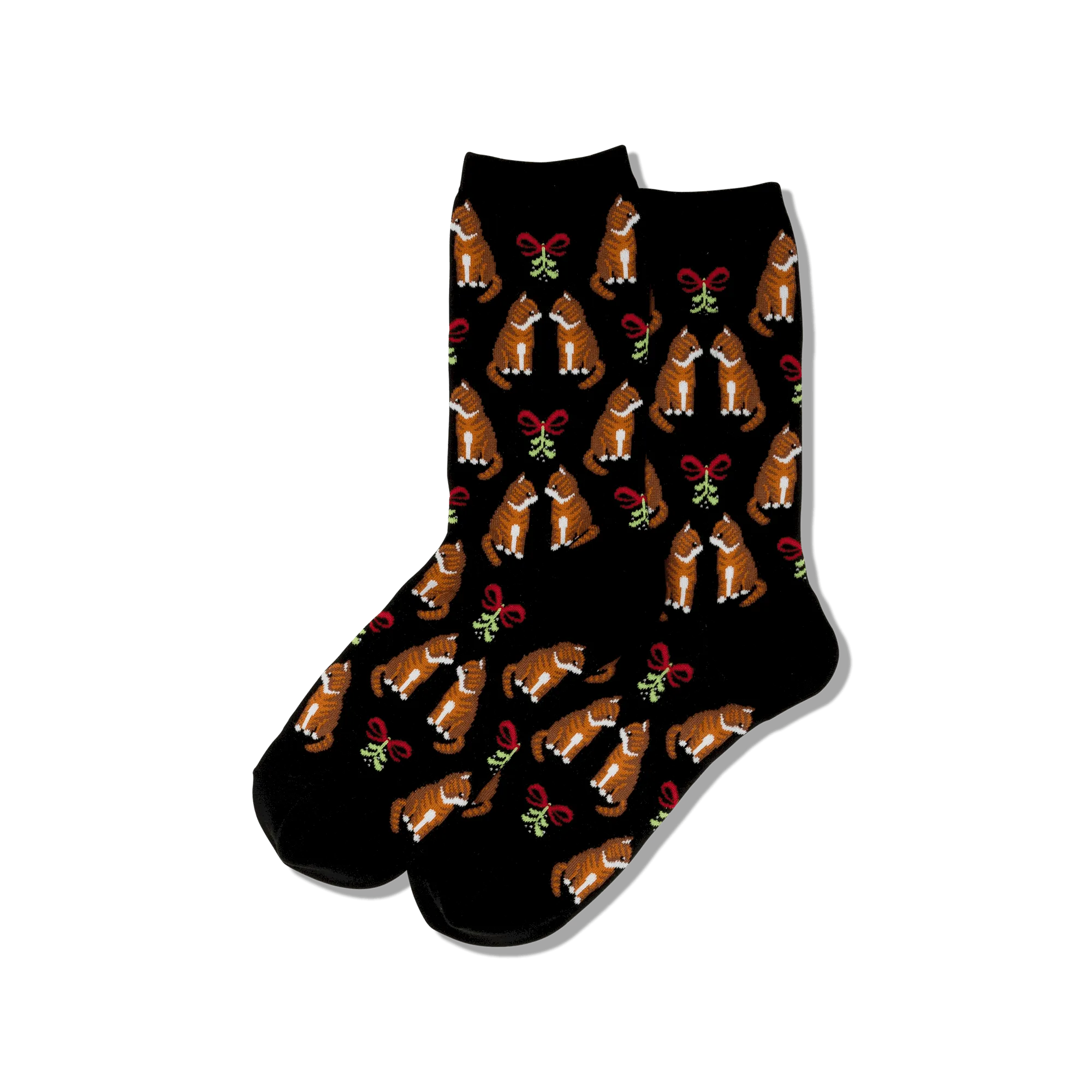 HOTSOX Women's Mistletoe Cat Crew Socks