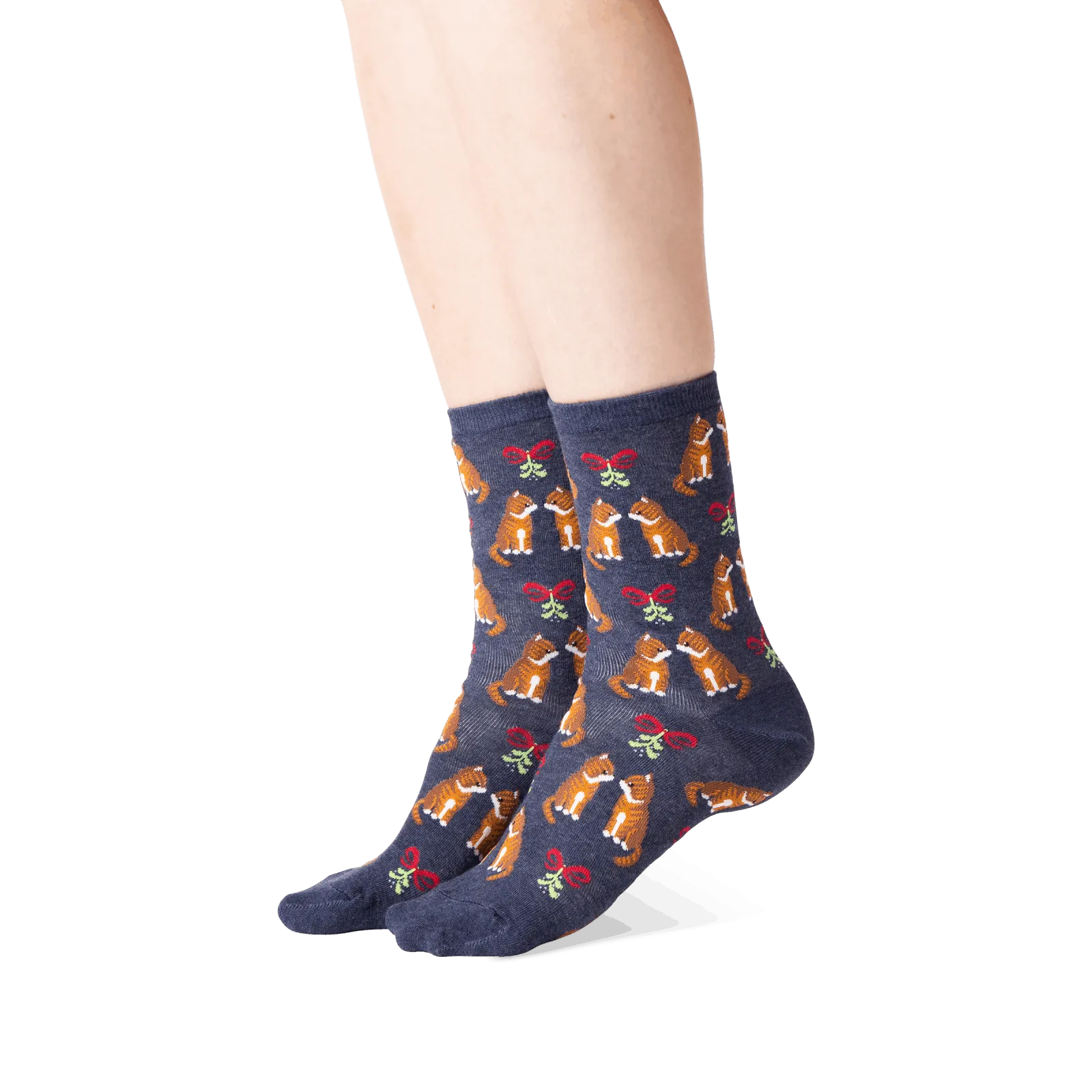 HOTSOX Women's Mistletoe Cat Crew Socks