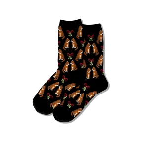 HOTSOX Women's Mistletoe Cat Crew Socks