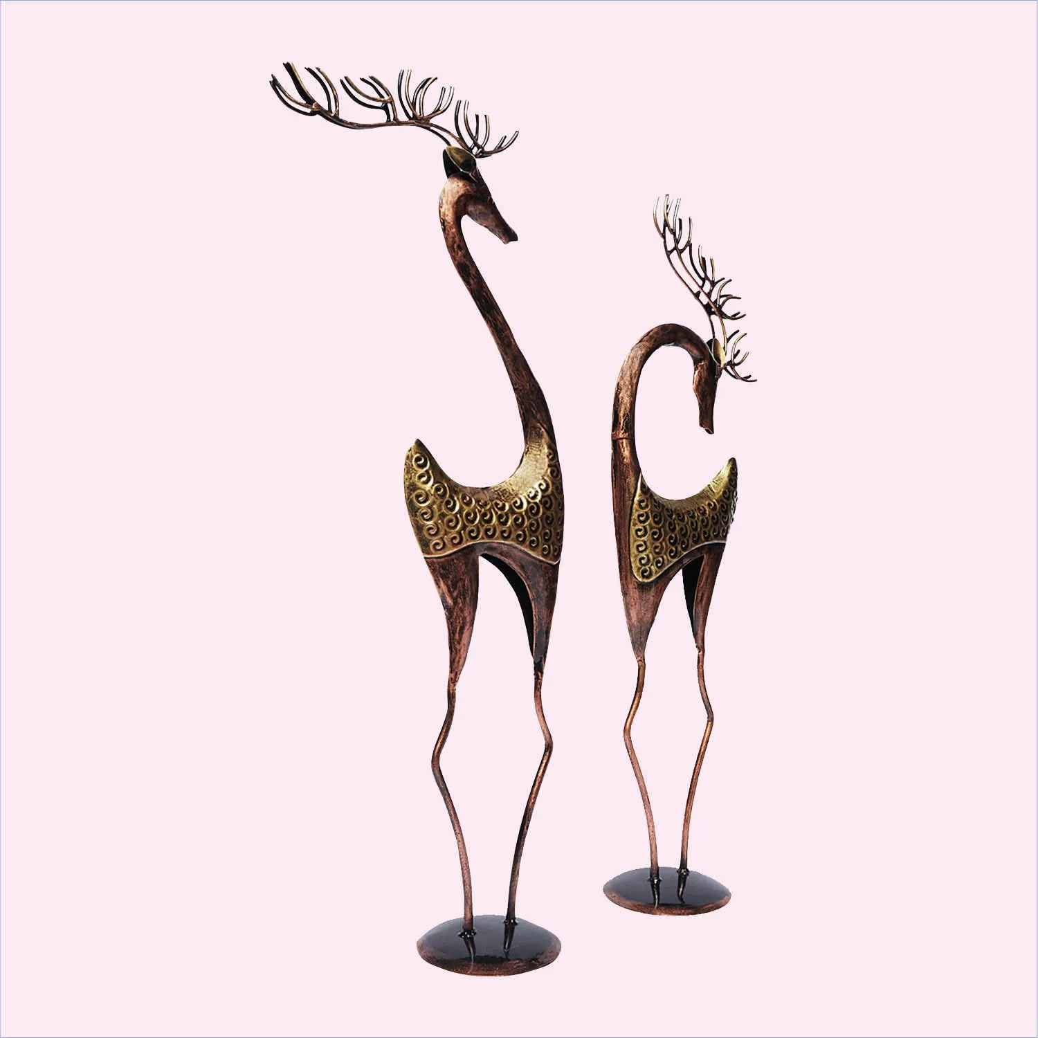 Iron Handcarved Reindeer Set of 2