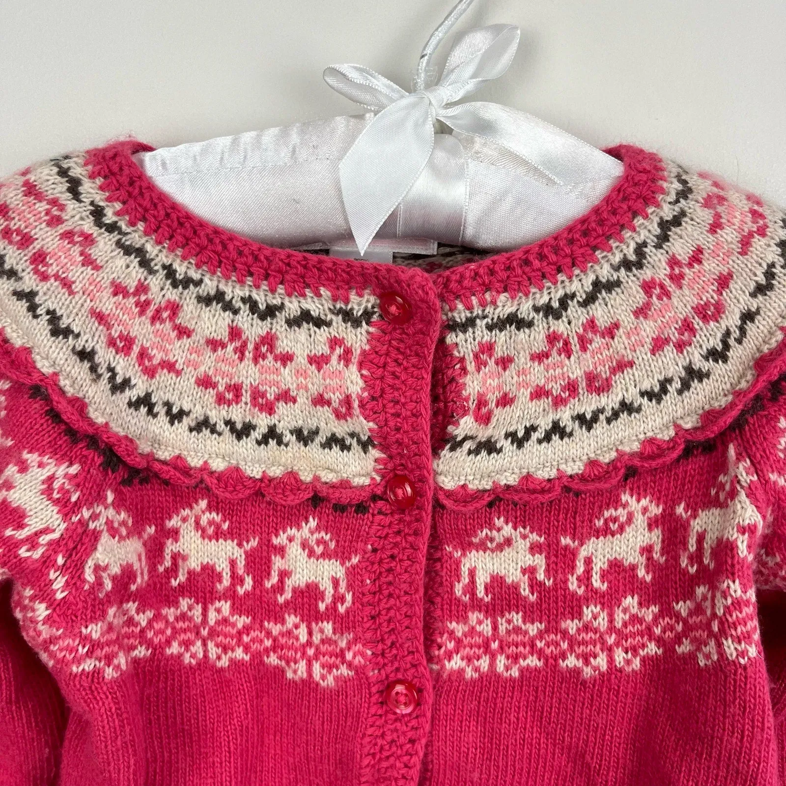 Janie and Jack Fair Isle Reindeer Cardigan 12-18 Months