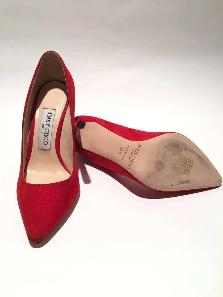 Jimmy Choo London Red Suede Pumps