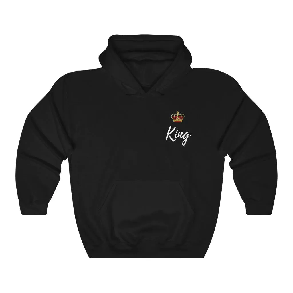 King And Queen Small Print Couple Hoodies