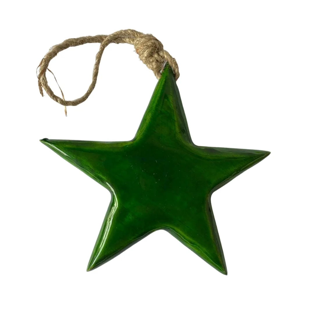 Large Green Enamel Star Tree Decoration