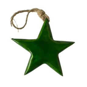 Large Green Enamel Star Tree Decoration