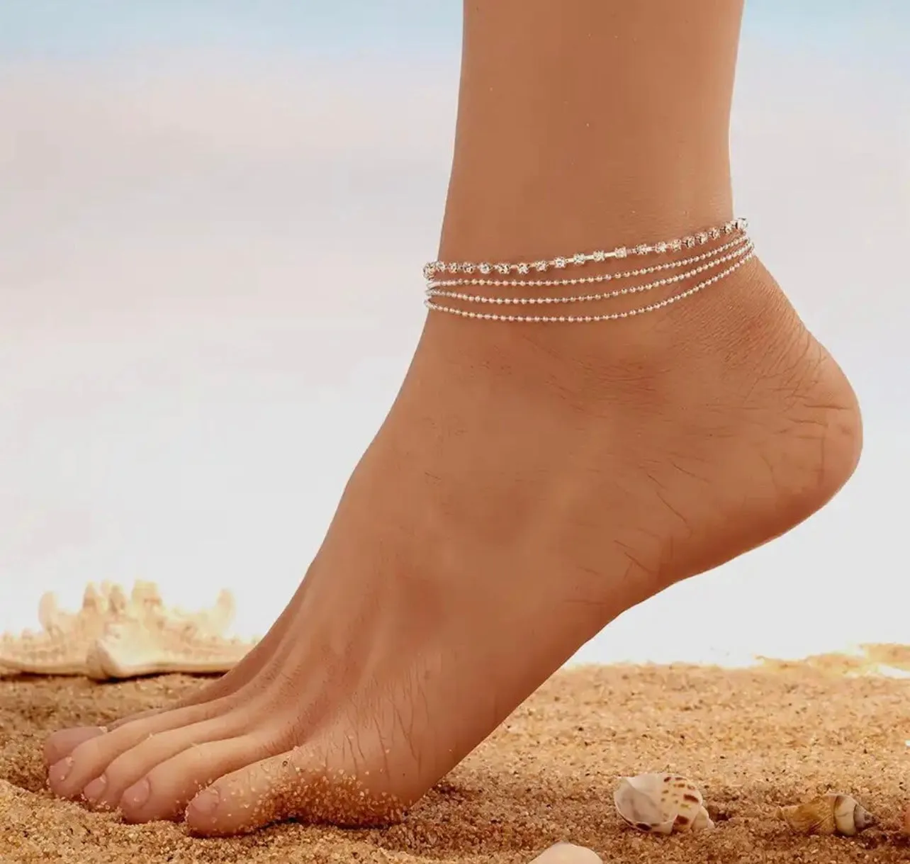 Layered Boho Anklet - Gold