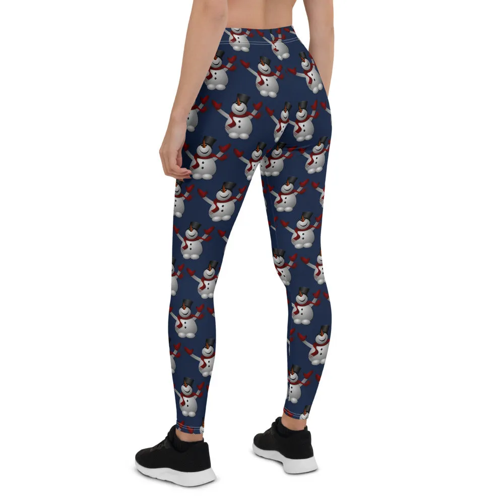 Leggings Snowman Navy Blue