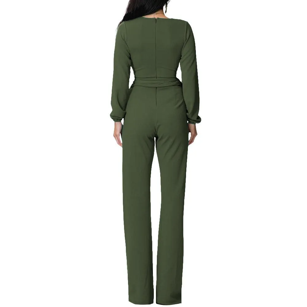 LONG SLEEVE WRAP JUMPSUIT