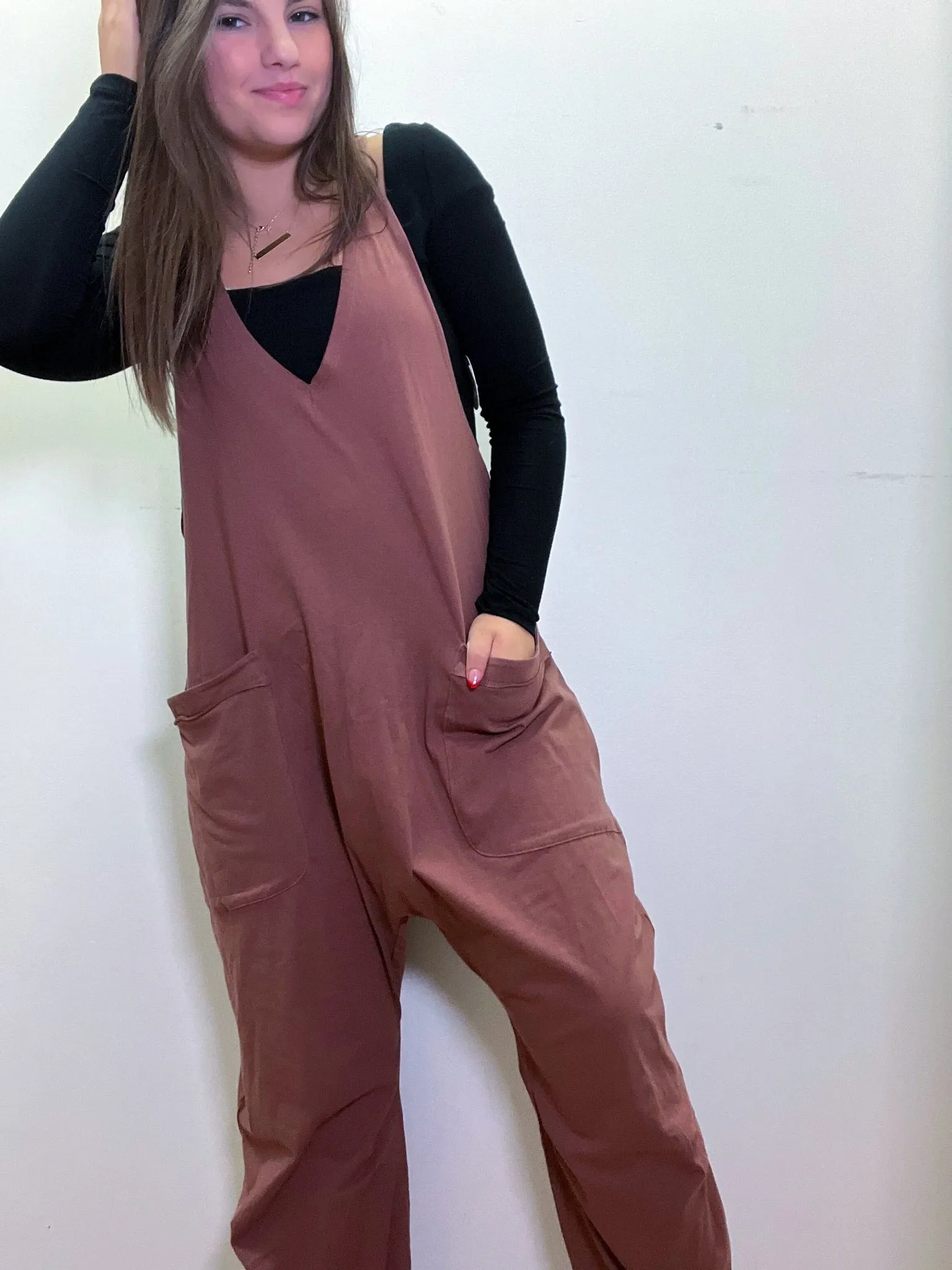 Love Free Pocket Jumpsuit- Mocha