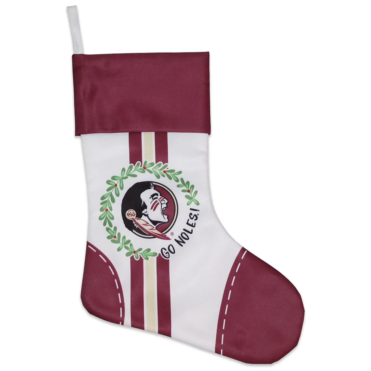 Magnolia Lane Go Noles Seminole Logo Design Stocking - Garnet/White