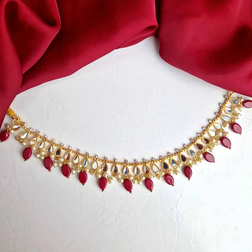 Manika Earrings/Necklace (Manika Maroon)