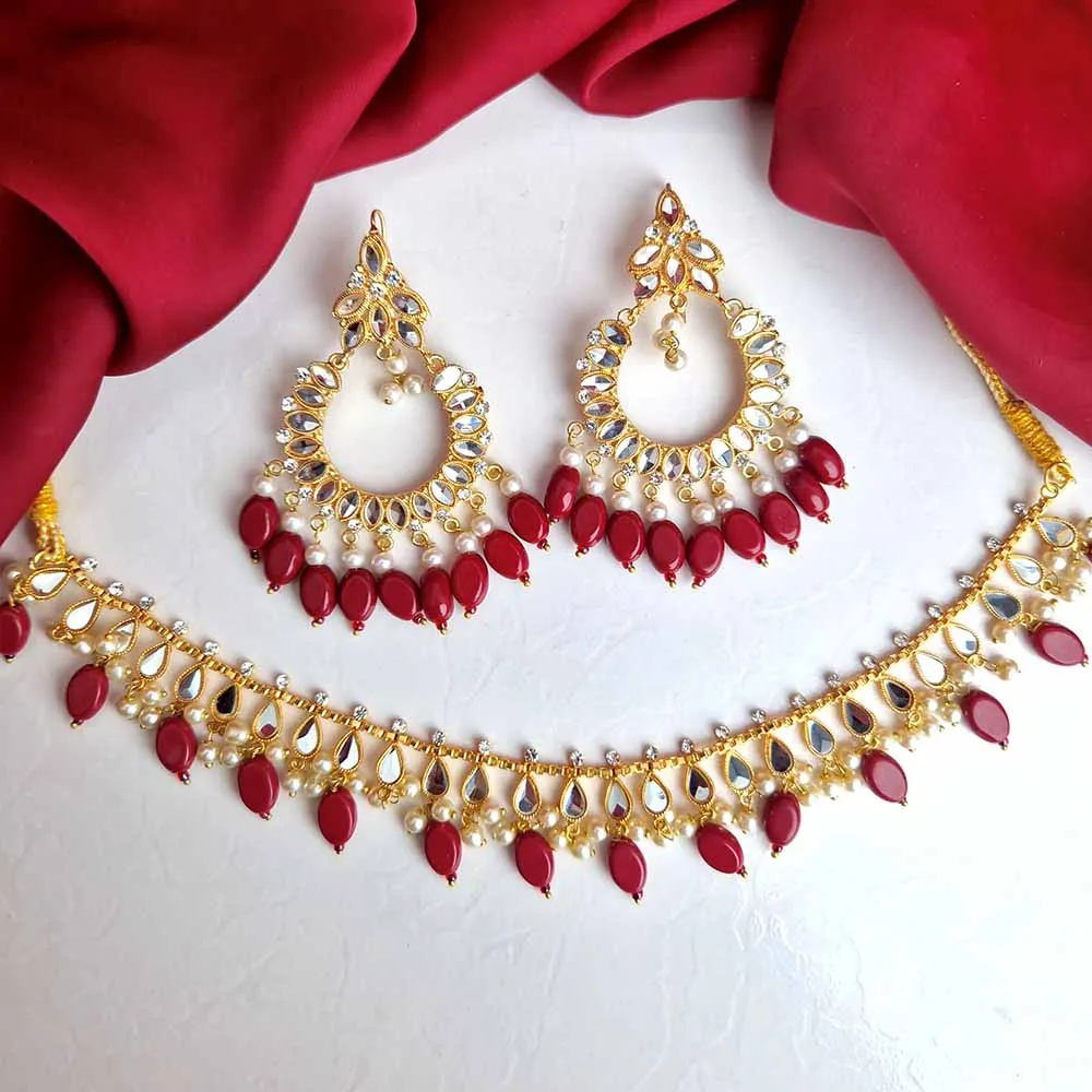 Manika Earrings/Necklace (Manika Maroon)