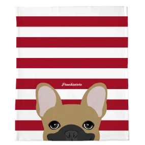 Masked Fawn French Bulldog on Red Stripes | Frenchie Blanket