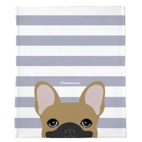 Masked Fawn French Bulldog on Silver Stripes | Frenchie Blanket