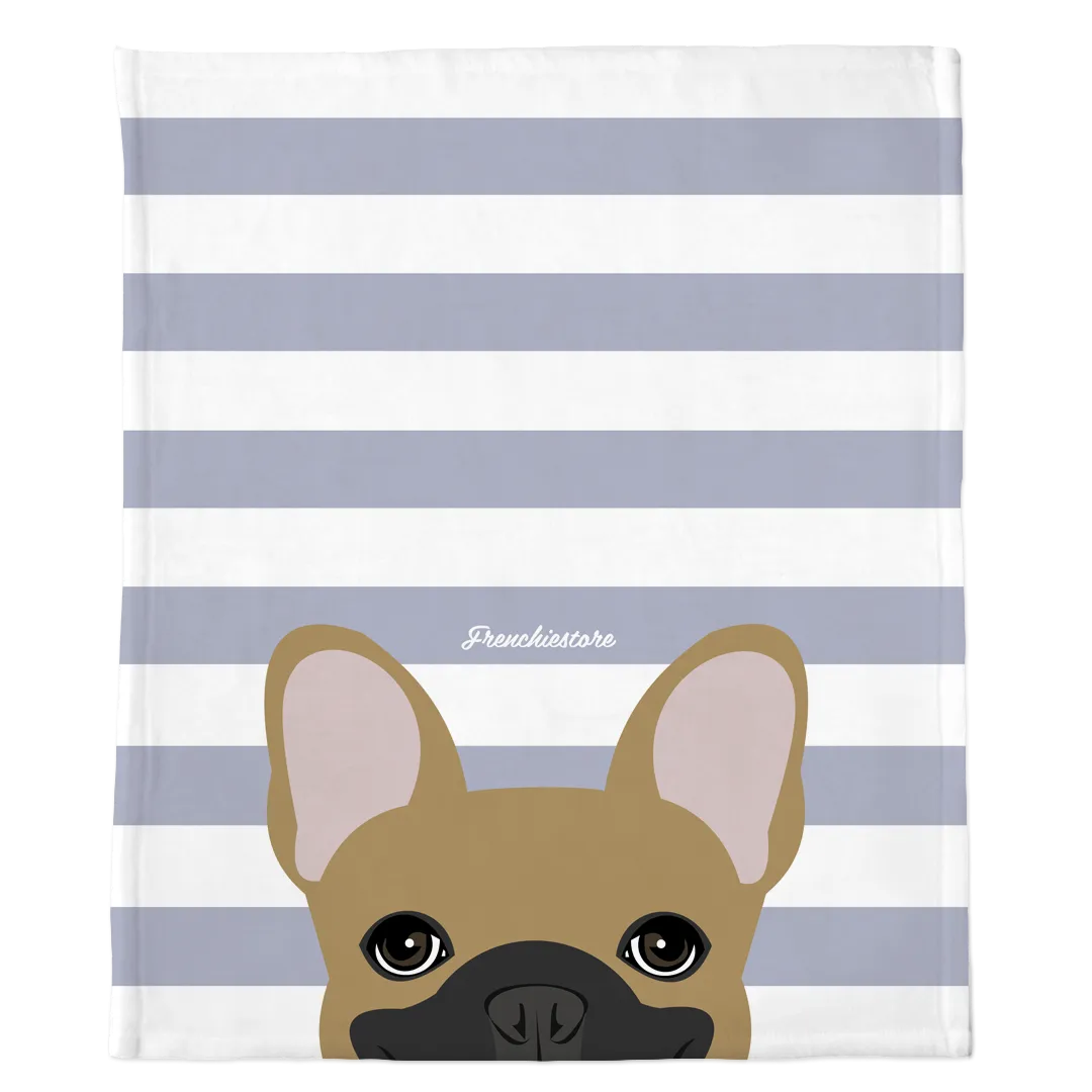 Masked Fawn French Bulldog on Silver Stripes | Frenchie Blanket