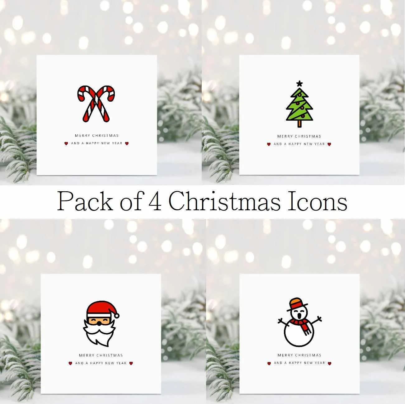 Merry Christmas Card - Set Of 4