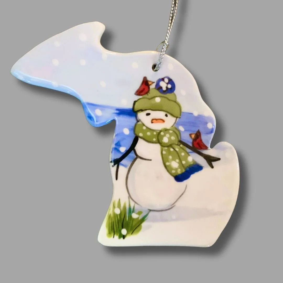 Michigan Winter Snowman Ornament (with UP)