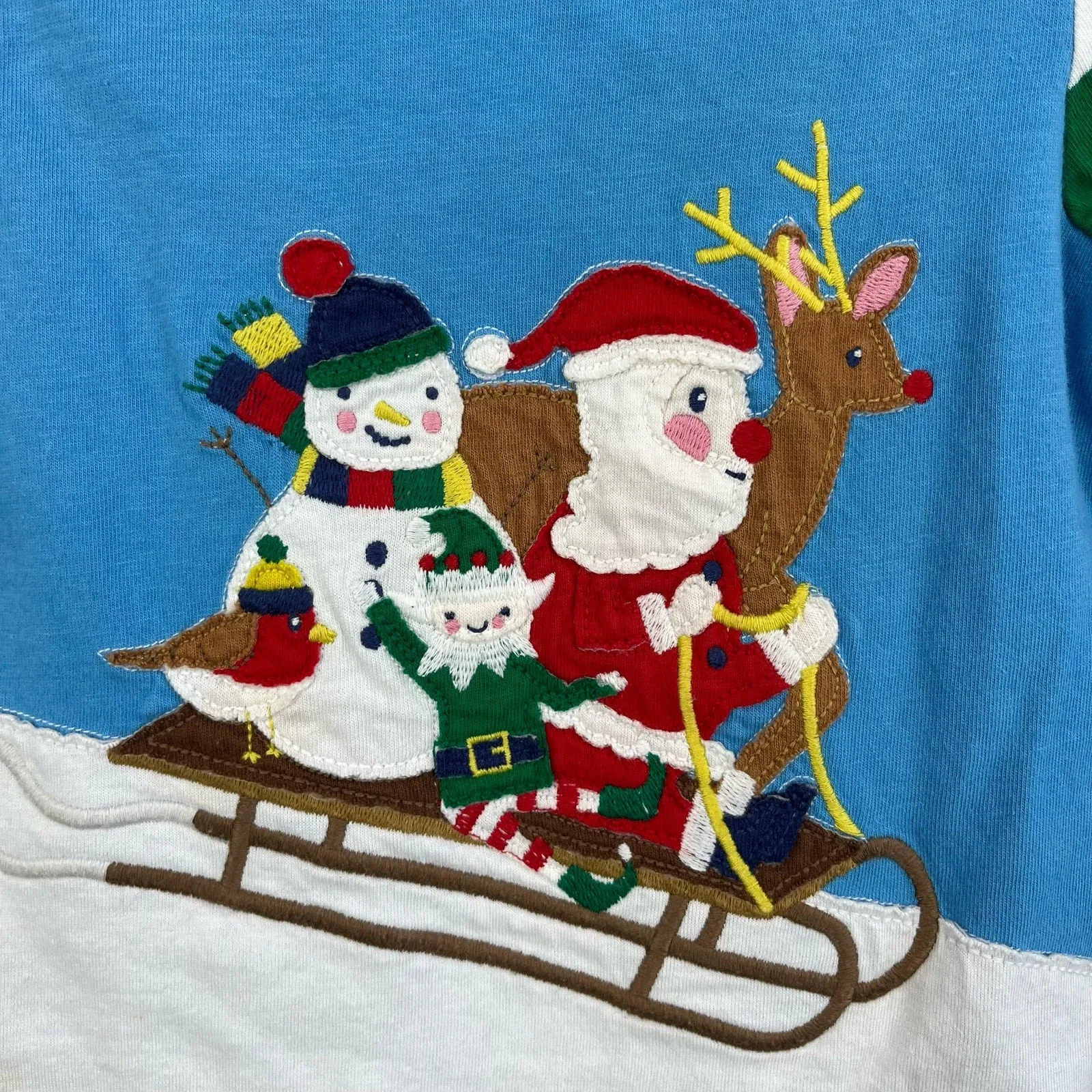 Mini Boden Festive Applique Santa and Friends Tee 6-9 Months