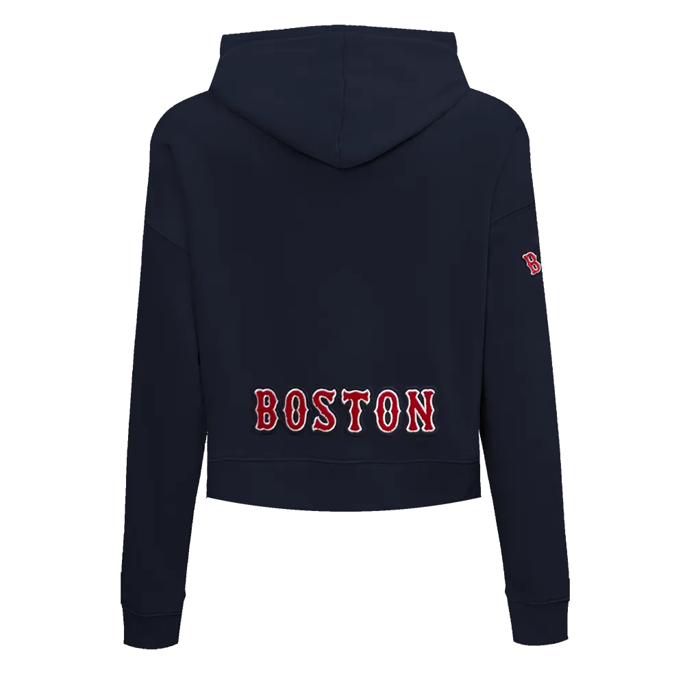 MLB BOSTON RED SOX CLASSIC WOMEN'S CROPPED PO HOODIE (MIDNIGHT NAVY)