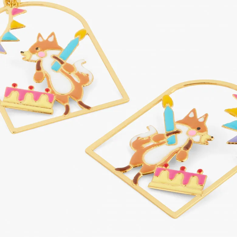 N2 - AQPP110 Fox and birthday cake post earrings