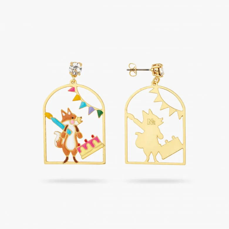 N2 - AQPP110 Fox and birthday cake post earrings