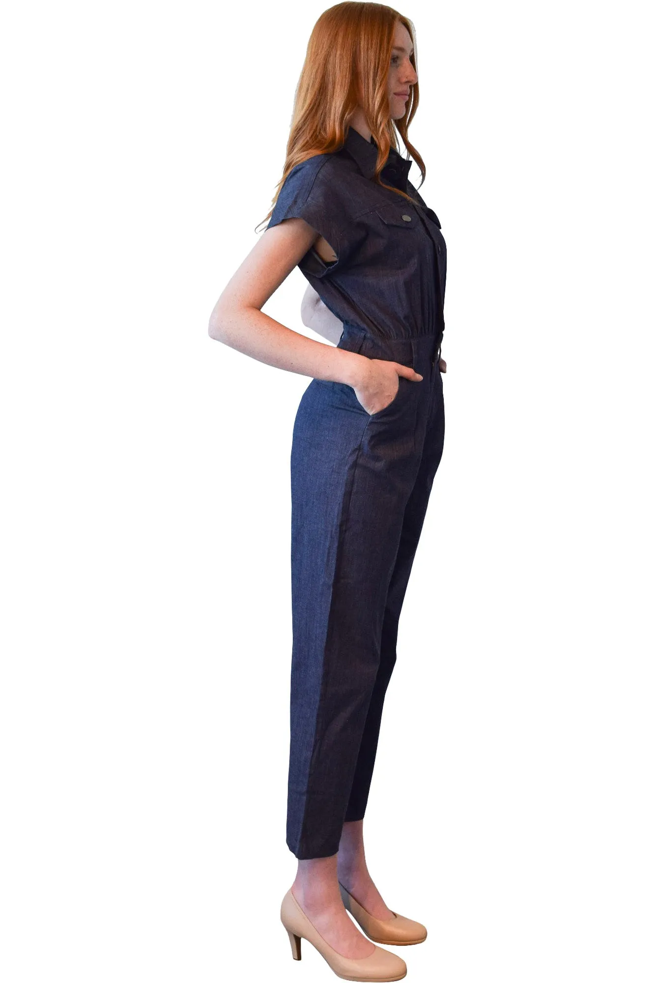 Never A Wallflower Denim Jumpsuit in Dark Blue