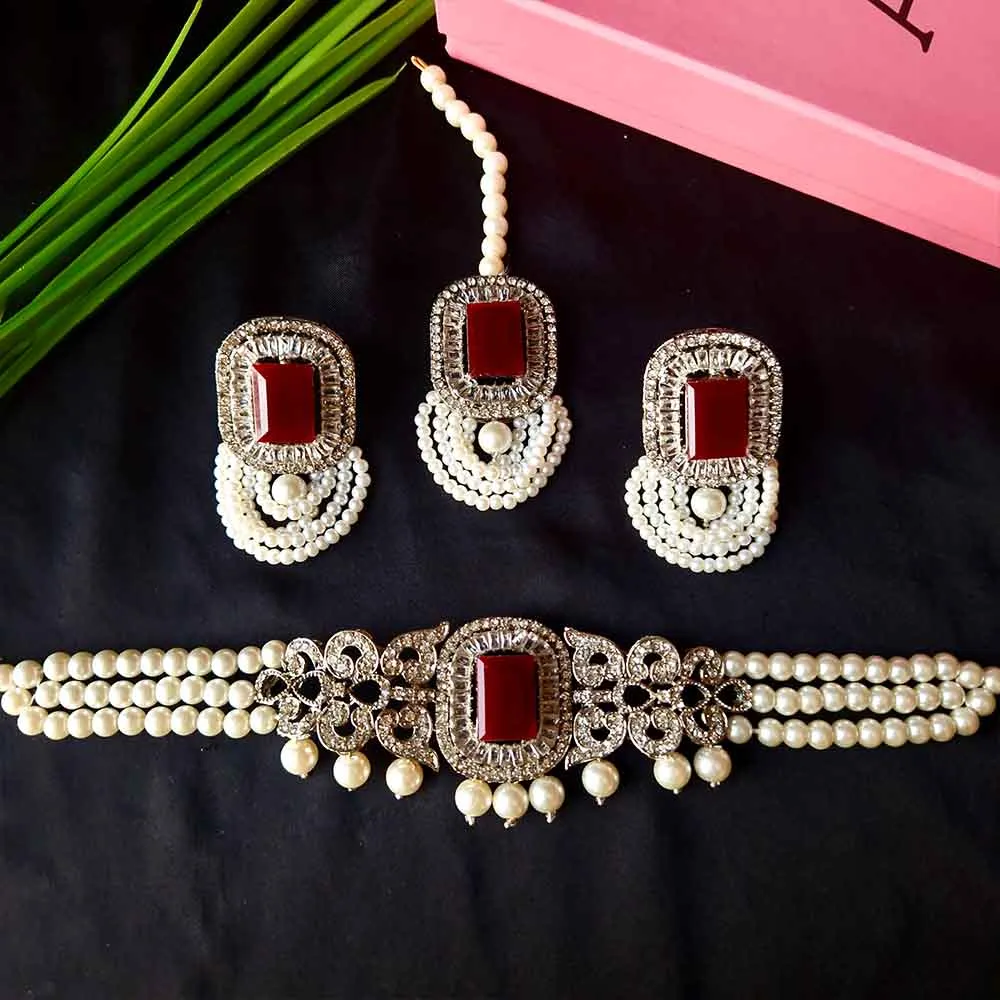 Nimral Set Silver (Maroon)