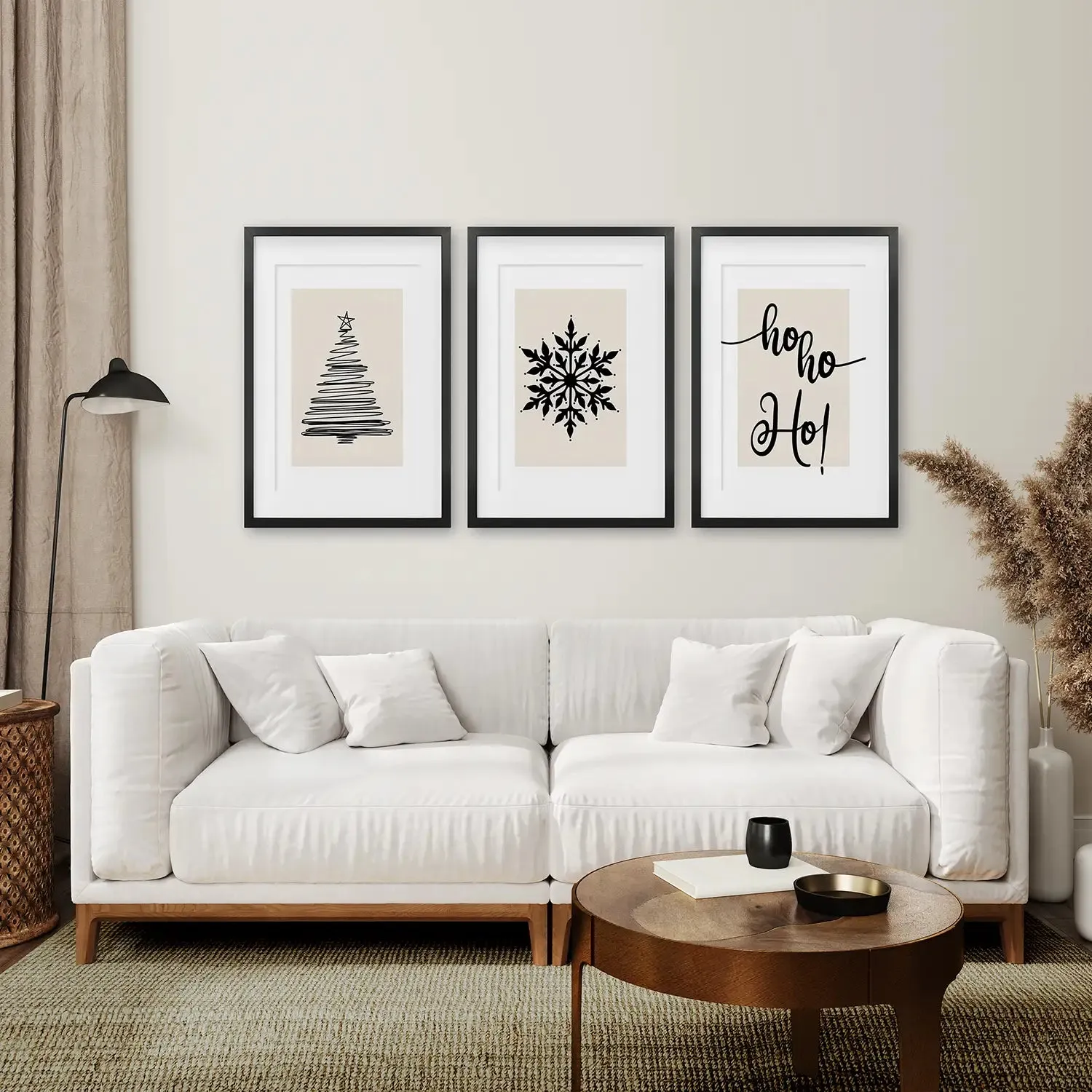 Nordic Style Xmas Triptych Wall Art Prints Set