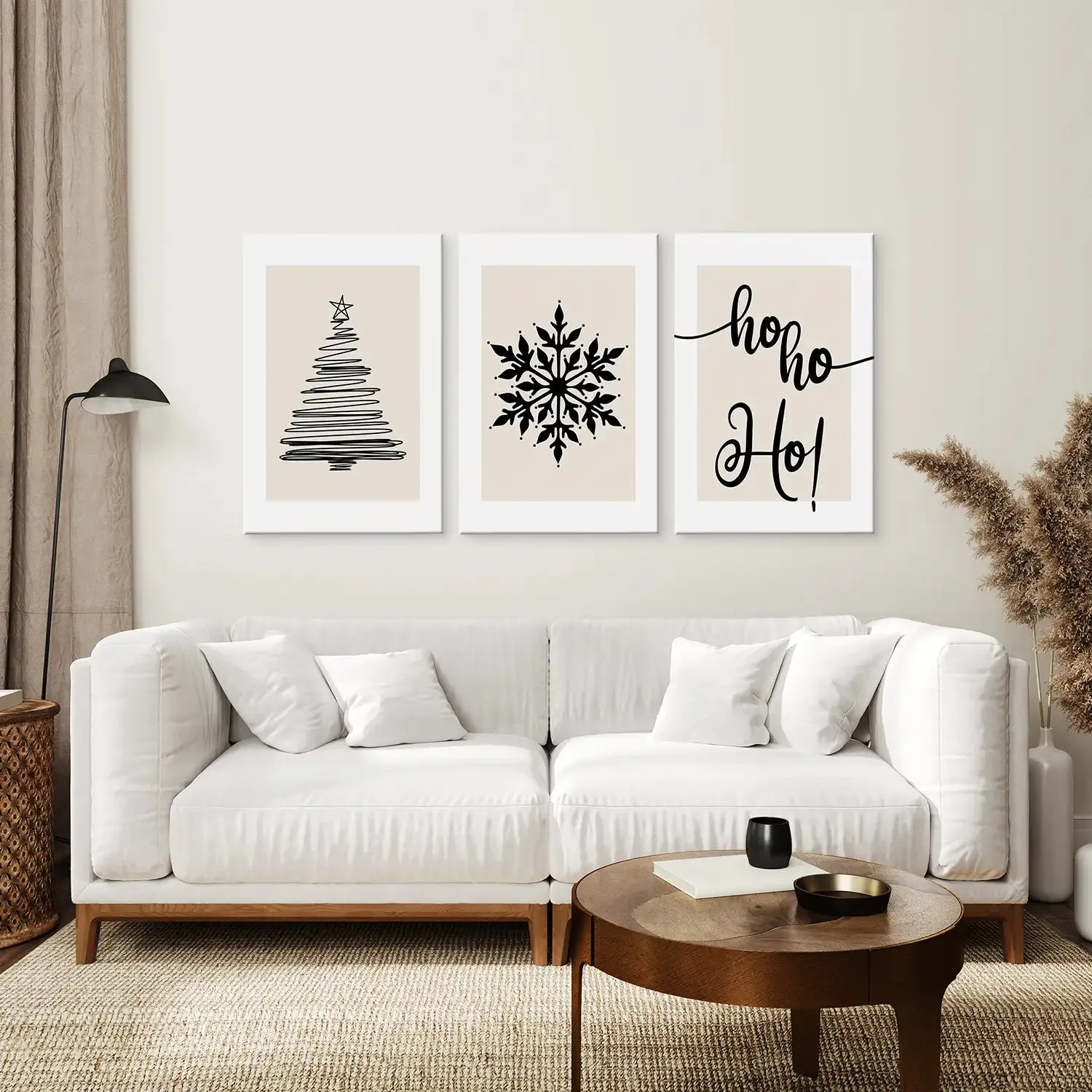 Nordic Style Xmas Triptych Wall Art Prints Set