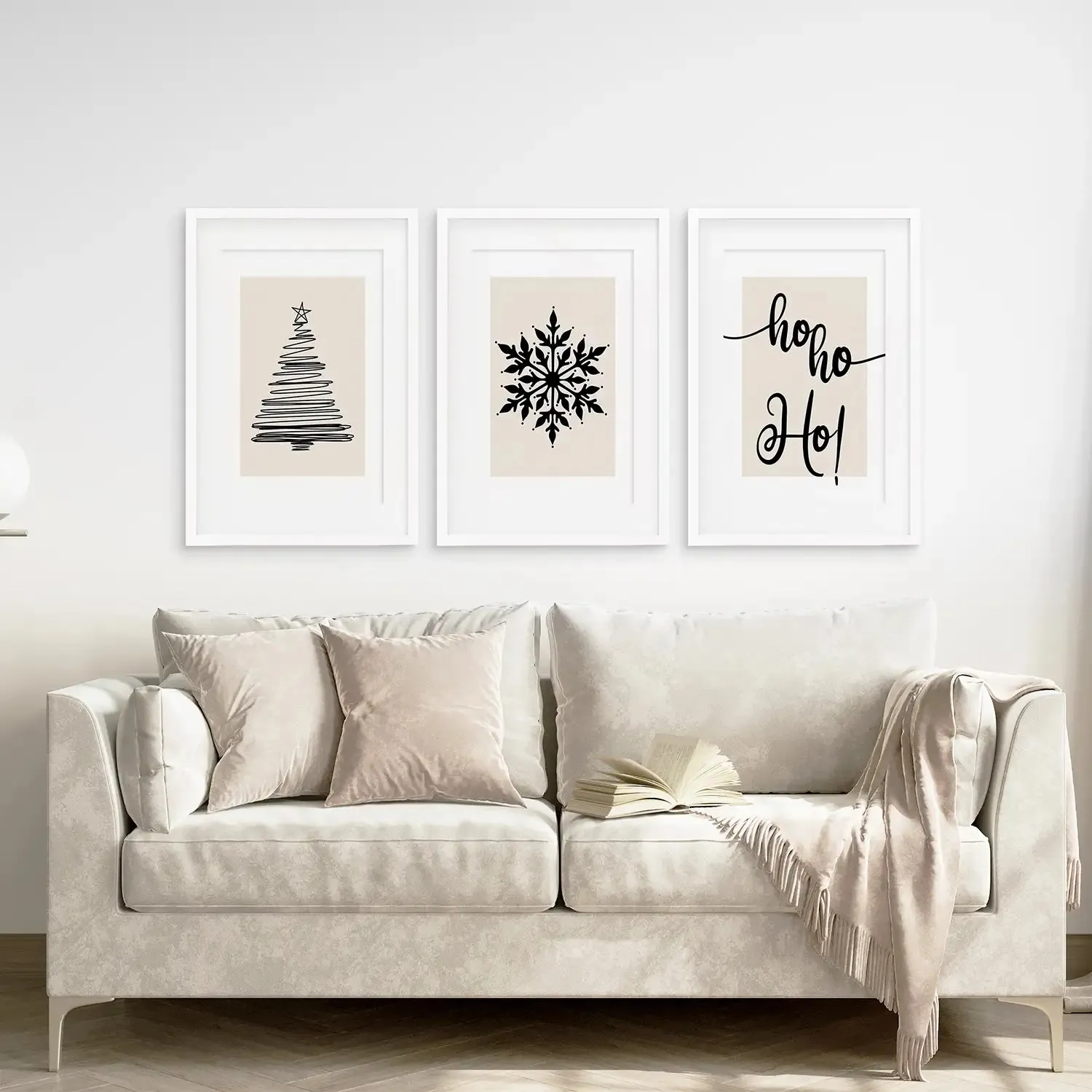 Nordic Style Xmas Triptych Wall Art Prints Set