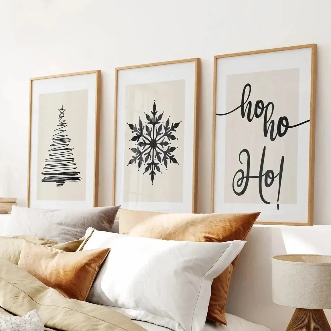 Nordic Style Xmas Triptych Wall Art Prints Set