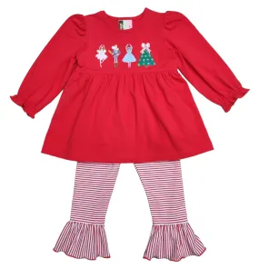 Nutcracker Appliqué Ruffle Pants Set