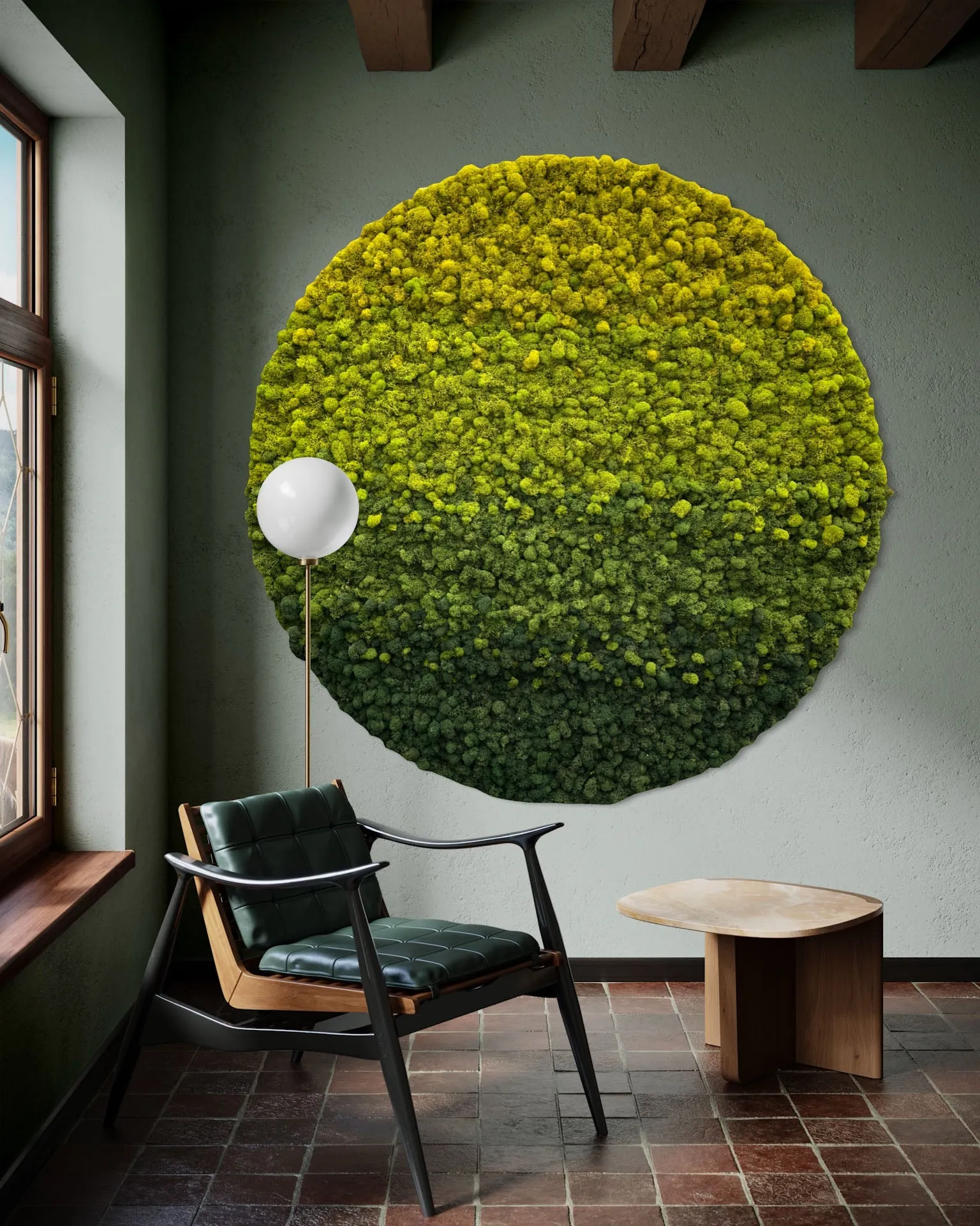 Ombre Circular Hanging Moss Wall Art