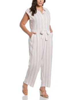 Plus Size Linen Blend Jumpsuit