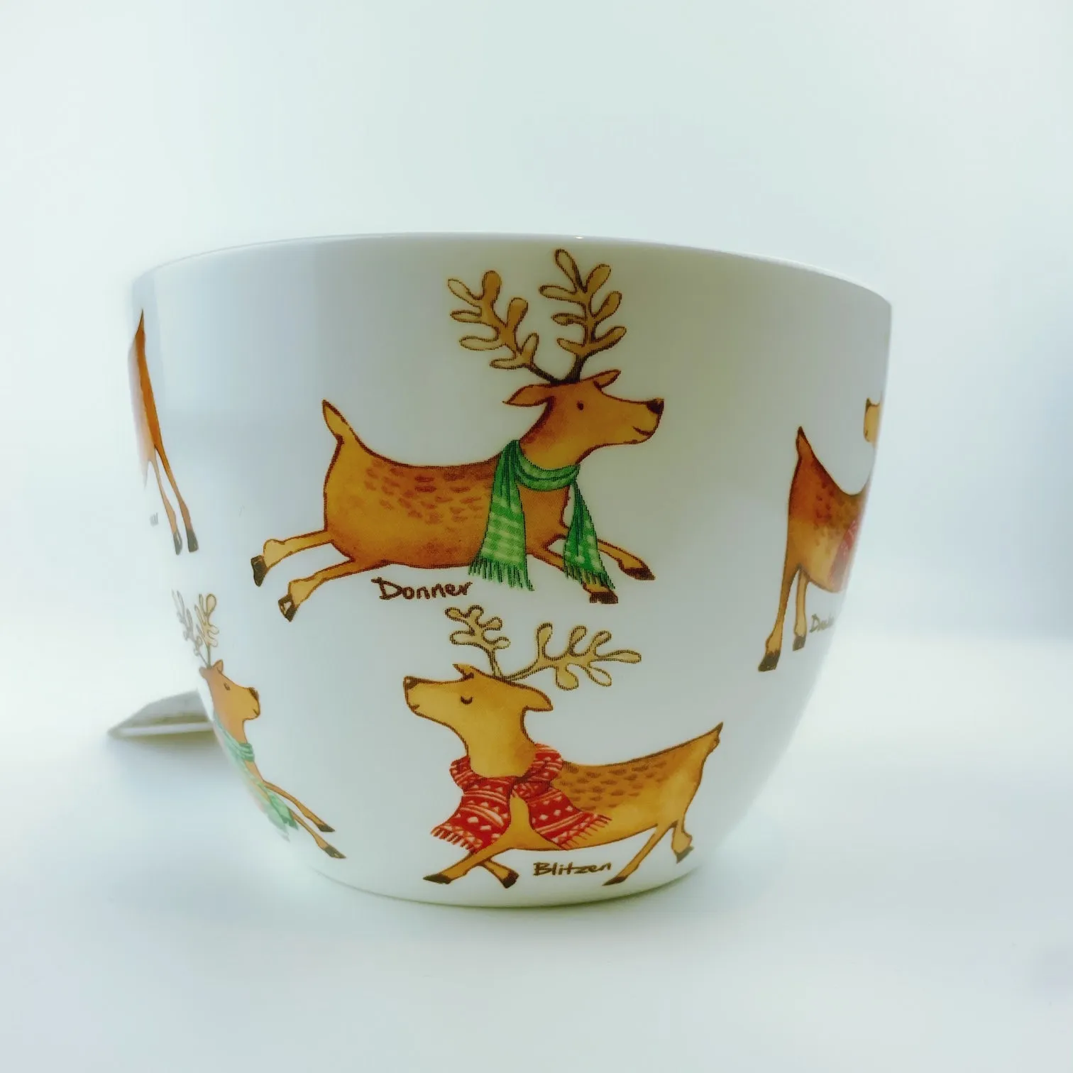 Portobello By Design 'The Reindeers' Santa's Big Help Bone China XL Coffee Mug Tea Cup 20 oz