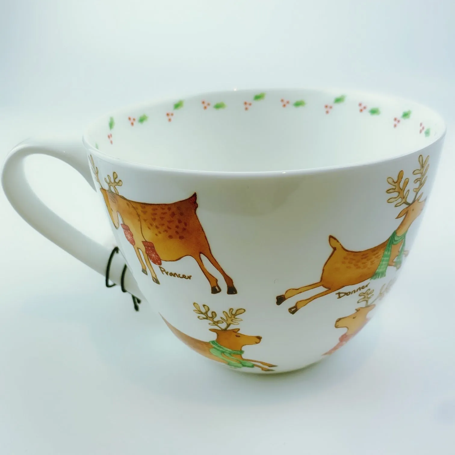 Portobello By Design 'The Reindeers' Santa's Big Help Bone China XL Coffee Mug Tea Cup 20 oz