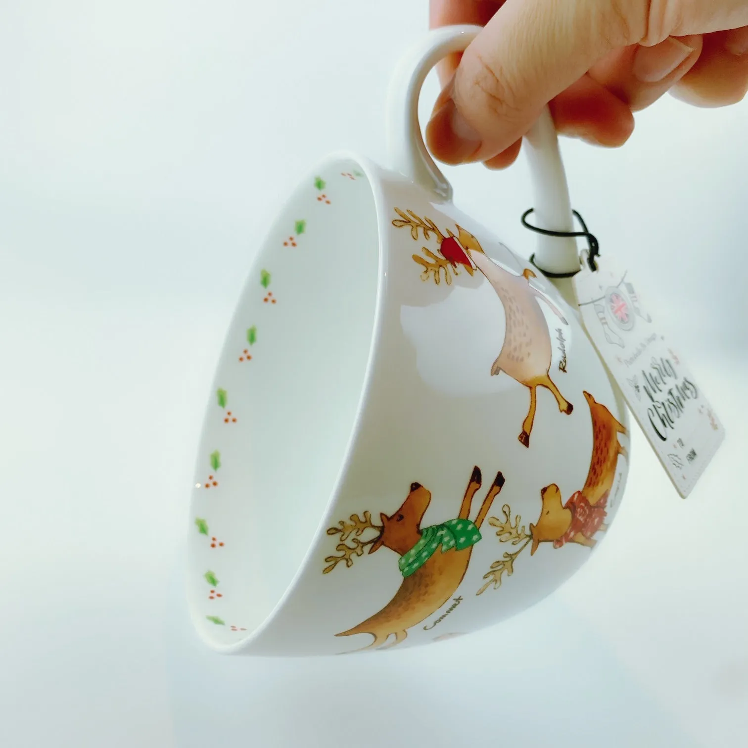 Portobello By Design 'The Reindeers' Santa's Big Help Bone China XL Coffee Mug Tea Cup 20 oz