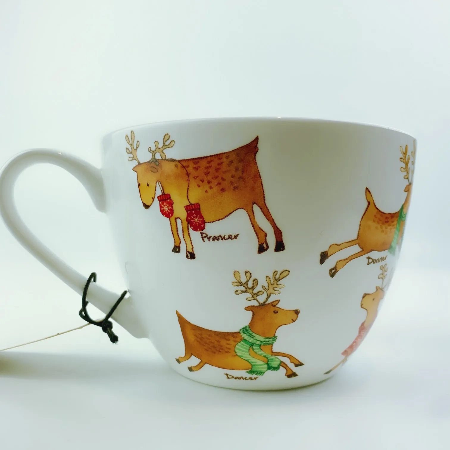 Portobello By Design 'The Reindeers' Santa's Big Help Bone China XL Coffee Mug Tea Cup 20 oz