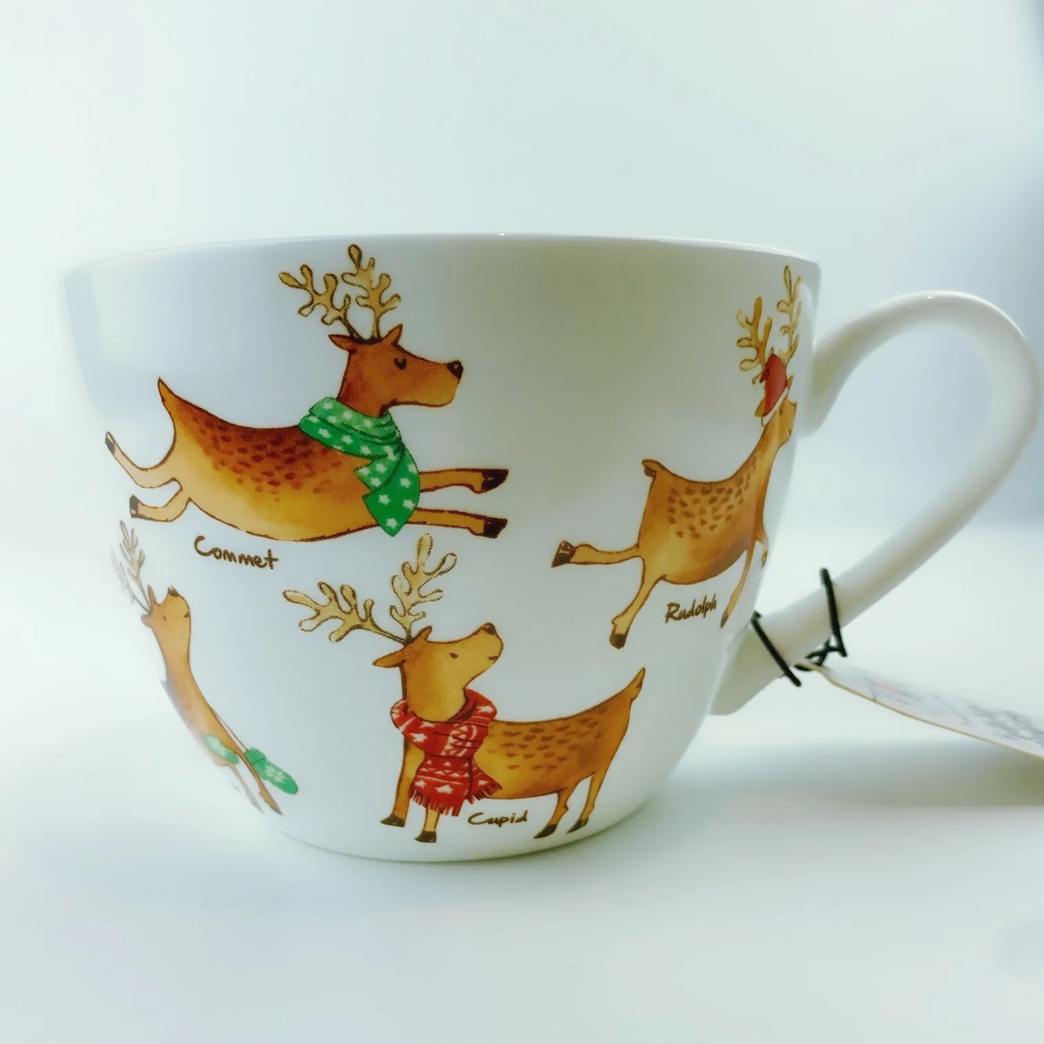 Portobello By Design 'The Reindeers' Santa's Big Help Bone China XL Coffee Mug Tea Cup 20 oz