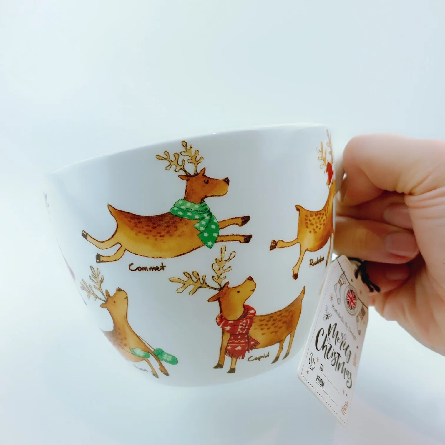 Portobello By Design 'The Reindeers' Santa's Big Help Bone China XL Coffee Mug Tea Cup 20 oz